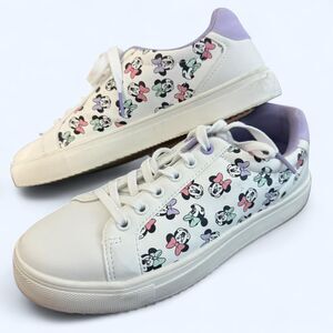 Disney Minnie Mouse Size 9 White Canvas Trainers with Purple Accents